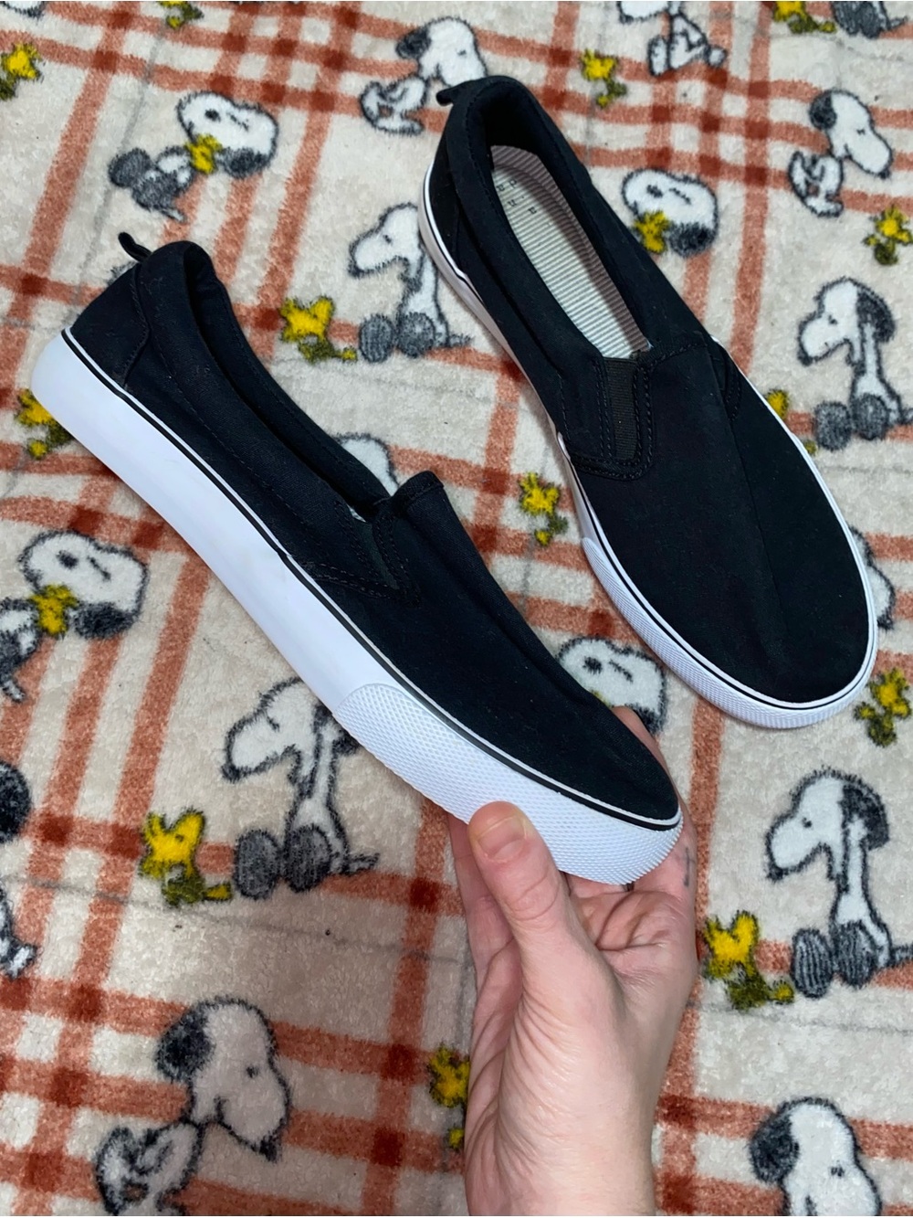 Target Black Slip-On Canvas Loafers with White Sole